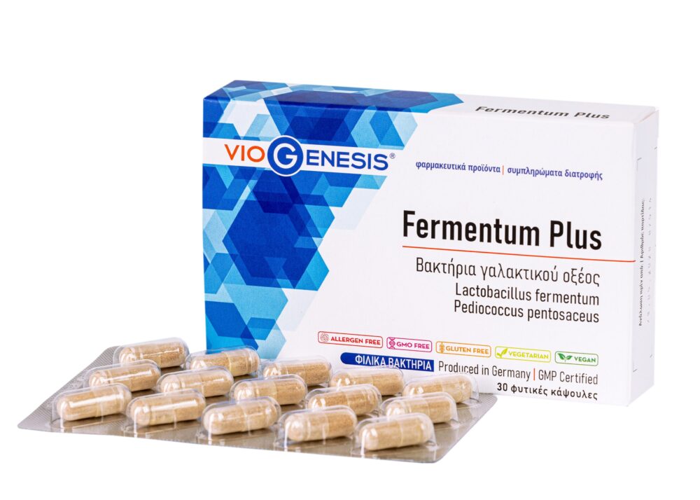 4260006588704 Viogenesis Fermentum Plus Βακτήρια Γαλακτικού Οξέος 30 Φυτικές Κάψουλες 2